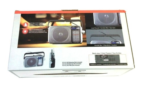 QFX R-24 Portable AM/FM/SW1-SW2 Radio Retro Collection, Sound Battery Silver - Picture 3 of 4