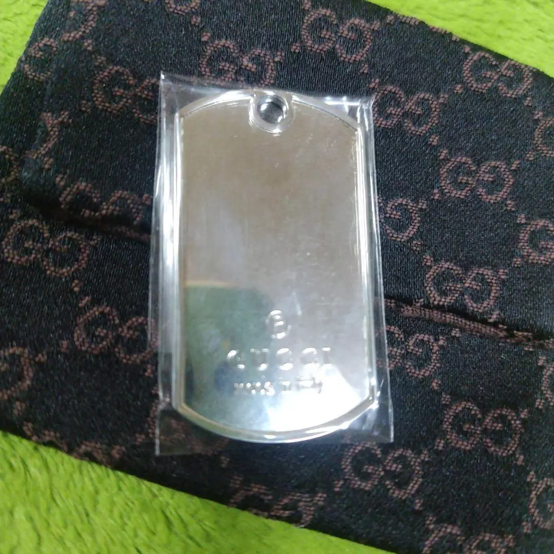 Pendentif plaque étiquette chien GUCCI argent SV925 accessoires unisexes bijoux authentiques