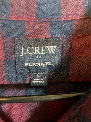 J.Crew Men’s Button Up Shirt Size Large Flannel Buffalo Check Red & Navy - Picture 2 of 3