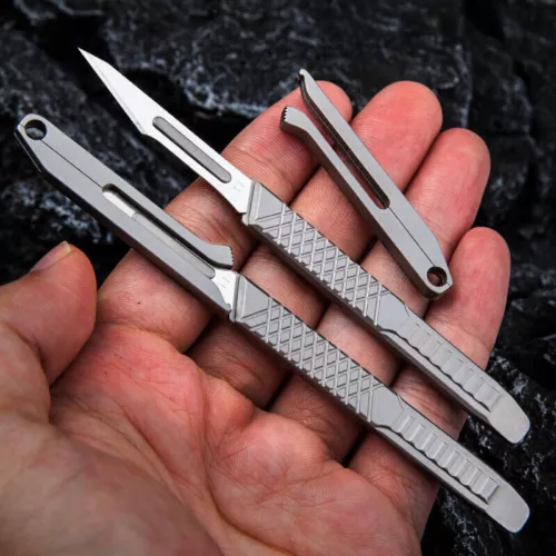 Titanium Utility Knife Scalpel Blade w Sheath Prybar Outdoor Survival EDC Tools - Picture 3 of 12