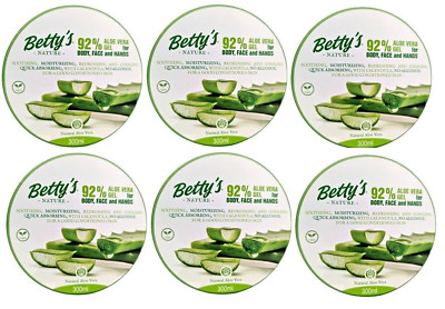6 Betty's Nature Aloe Vera Gel für Körper Gesicht Hand ohne Alkohol 1800 ml NEU