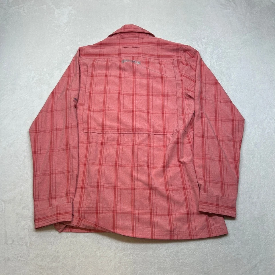Salt Life SLX UVapor Fishing Shirt Mens Small Red Plaid Roll-Up Long Sleeve - Image 3 of 4