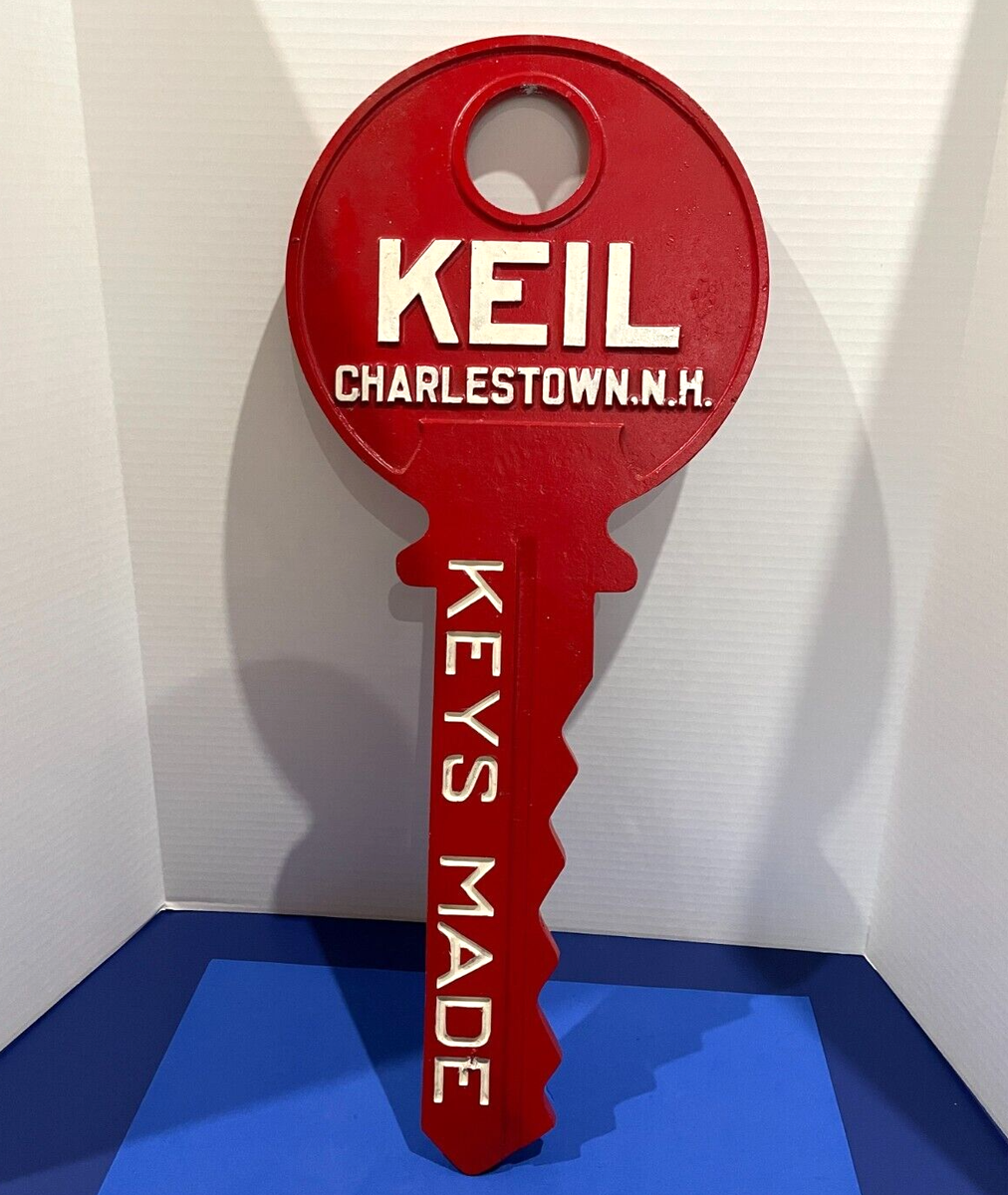 Vintage Keil Keys Charlestown Cast Aluminum Metal Advertising Trade  Sign