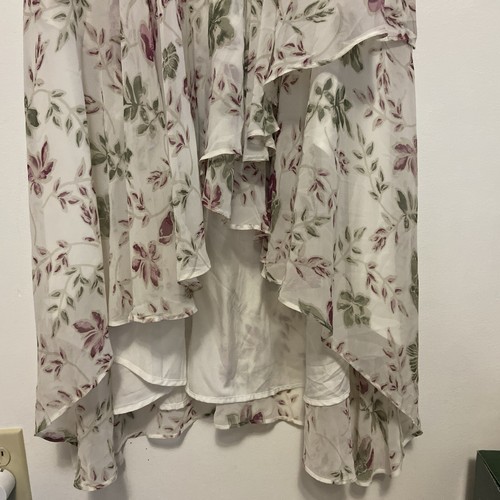 Lulus Hi Low Midi Dress Lovestruck White Pink Floral Fairy Split Sleeves Medium - Picture 5 of 10