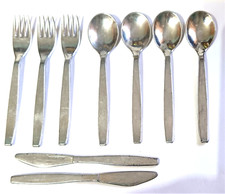 Childrens Vintage Toy Flatware Aluminum 9 Pc. Made In Italy