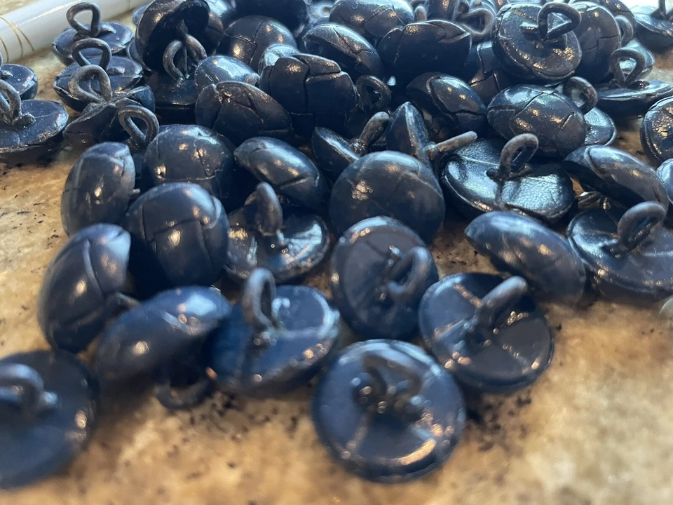 18.5mm X 4pcs Navy Blue Round Shank Buttons Half Dome Tuff Style Shiny Finish - Image 3 of 4