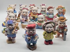 Vintage  Bronson Ceramic BC Pig Figurine Lot Sri Lanka 17 Piece