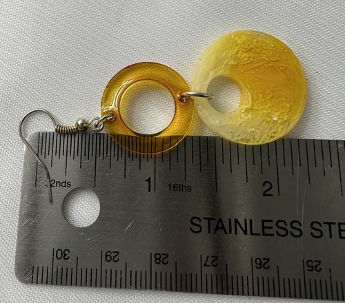 Plastic Flat Hoop Earrings Dangle Pierced Ears Goldie Fall Yellow Gold - Picture 10 of 12