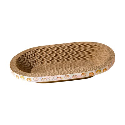 Oval Katzenkratzbett Katzenkratzunterlage Napf Schlafauflage Wellpappe Kratz