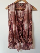 Mint Velvet Chiffon Layered Overlay Blouse Top Size 12