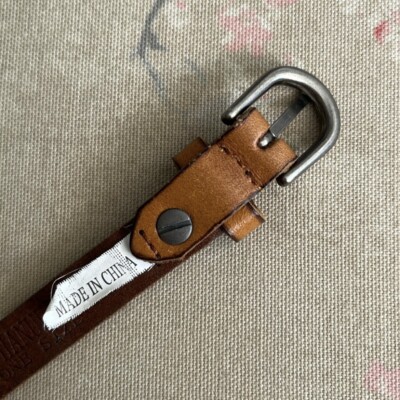 Phanuel Brown Skinny Leather Belt, Luxury Fashion, Metal Studs, One Size s-l400.jpg main image 4