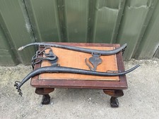 VINTAGE ANTIQUE OLD PAIR CAST IRON METAL HORSE HAMMES RODS HARNESS