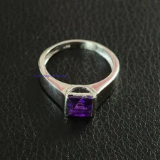 Natural Amethyst Gemstone with 925 sterling Silver Ring For Men's