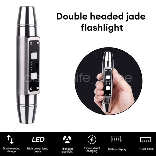 Linterna LED de doble cabeza con luz UV 365nm 395nm lámpara de inspección de gemas de jade antorcha EE. UU. - Imagen 4 de 28