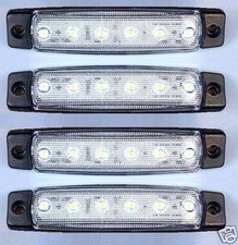 4x 24V LED FRONT WHITE CLEAR SIDE MARKER LIGHTS LAMP TRUCK TRAILER LORRY BUS VAN