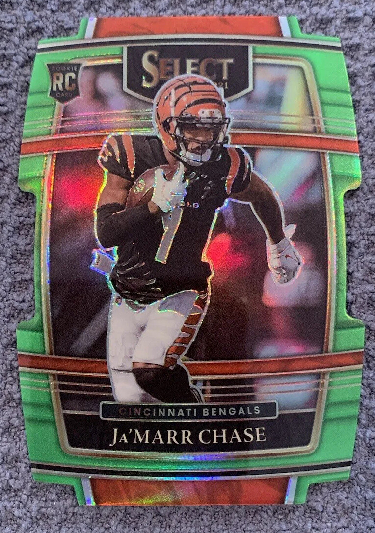 2021 Select Ja'Marr Chase RC Concourse Level Die Cut Neon Green Sp /349 Rookie