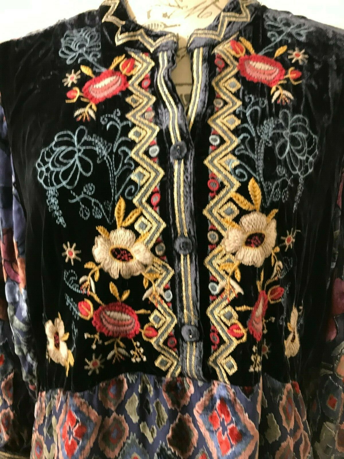 CLARA GWENETH BURNOUT TUNIC DRESS SZ MEDIUM EMBROIDERED FLORAL JOHNNY WAS  $398 | eBay