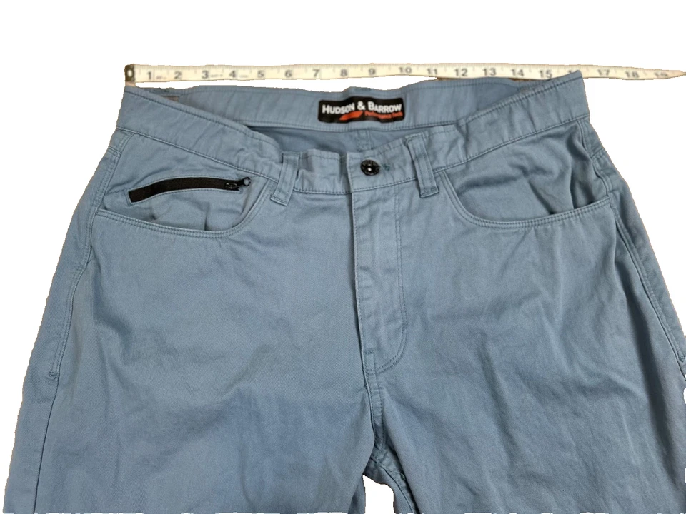 Pantalones para hombre Hudson & Barrow 33x30 azul bebé Performance Tech pierna recta Foto 3 de 4