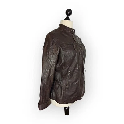 ital. Damen Leder Jacke Jacke 44 XXL Lederjacke braun Jacke Glattleder Echtleder - Bild 1 von 4