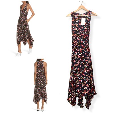 A.L.C.  ALC Roslyn Handkerchief Hem Silk True Wrap V-Neck Midi Maxi Size 0 NWT