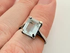 Vintage Sterling Silver Rectangular Cut Pale Blue Topaz Ring Size 5 Weighs 2.4g