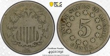 1868 5c Shield Nickel PCGSVG8The Original 13US Col Unique Coin Free Returns 
