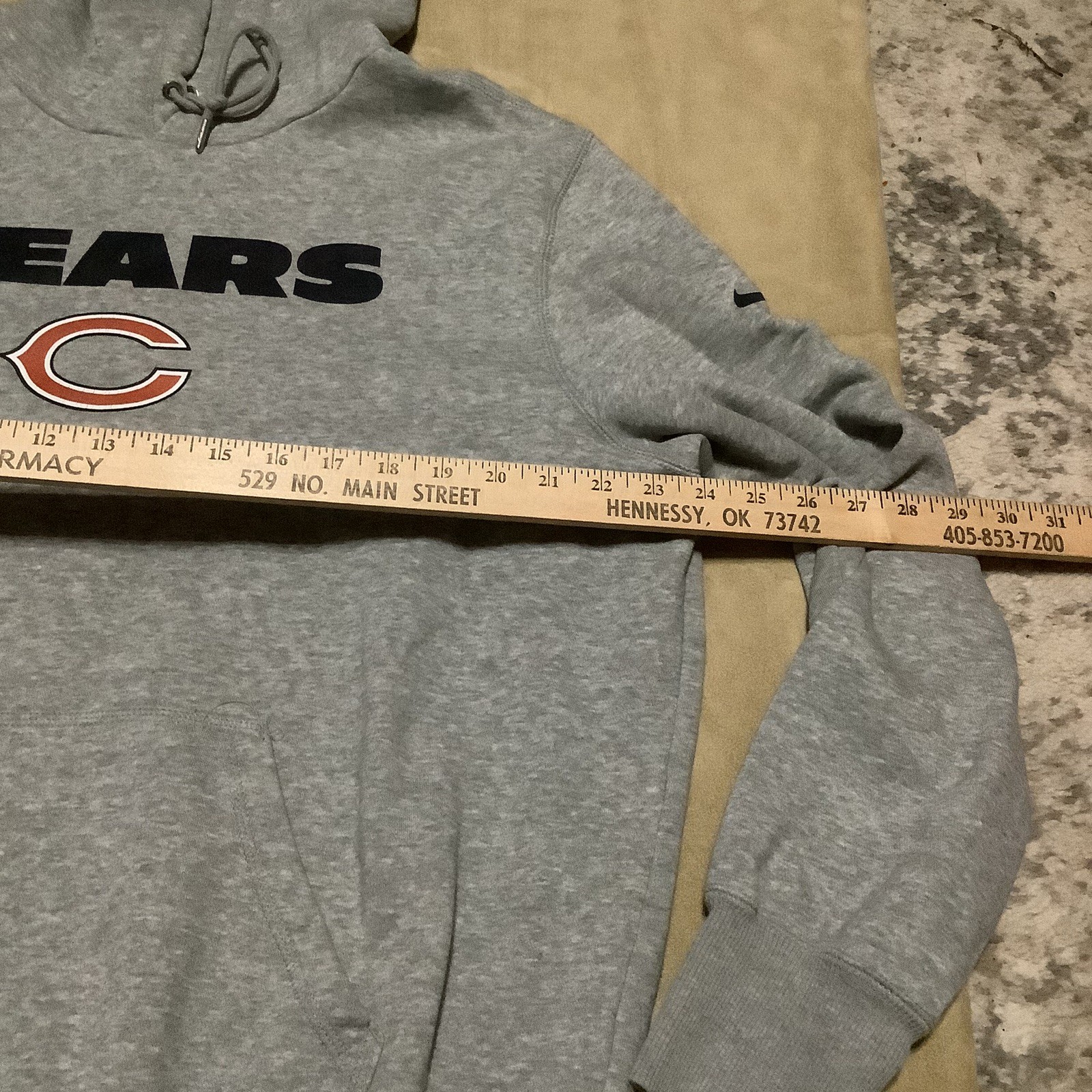 Chicago Bears Hoodie Mens XL Gray Pullover Fleece Football NFL Nike thumbnail 3