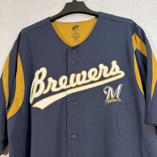 Milwaukee Brewers Baseball Jersey Men’s XL Blue Gold Dynasty Baseball Sports