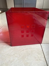 IKEA Lekman Red Clear Plastic Storage Cube Box Kallax Shelf Display 13”X13”x14”