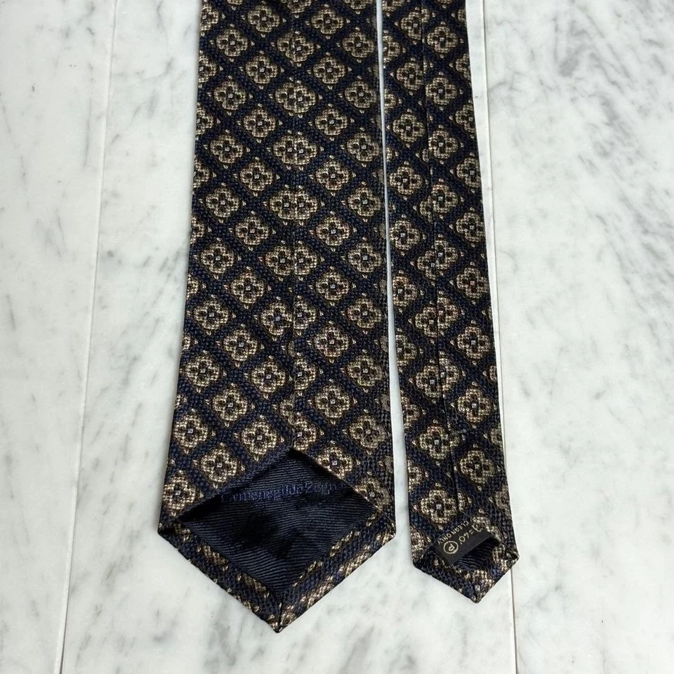 Corbata Ermenegildo Zegna cachemir patrón geométrico 34 hecha en Italia 119 Foto 2 de 4