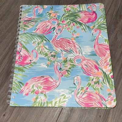 Lilly Pulitzer Large Notebook Flamingo  Print with Pockets NEW 9 x11 