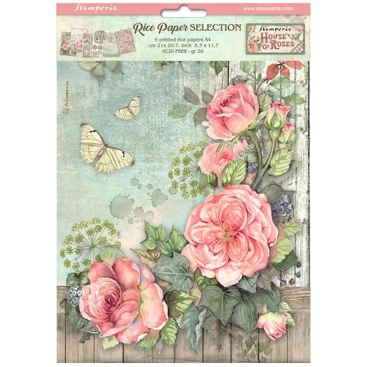 Stamperia A4 Rice Paper Selection - House of Roses 6pcs