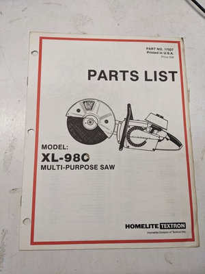 #ad HOMELITE PARTS LIST BOOK MANUAL CATALOG XL 98 C MULTI PURPOSE SAW $10.80