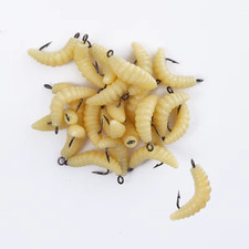 Rubber Maggots Fishing Bait Set with Hooks - Versatile Grub Lures for Bass,Trout