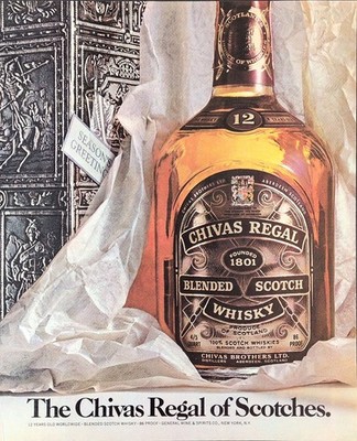 Vintage Chivas Regal Scotch Whisky 12 Year Bar Decor Scotland Vintage Print Ad