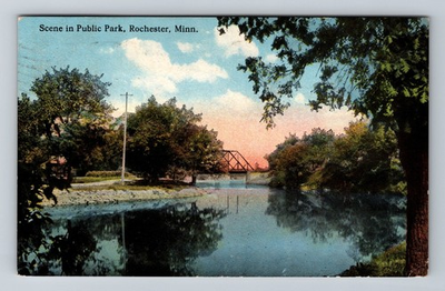 #ad Rochester MN Minnesota Scene In Public Park Vintage c1915 Postcard $0.99
