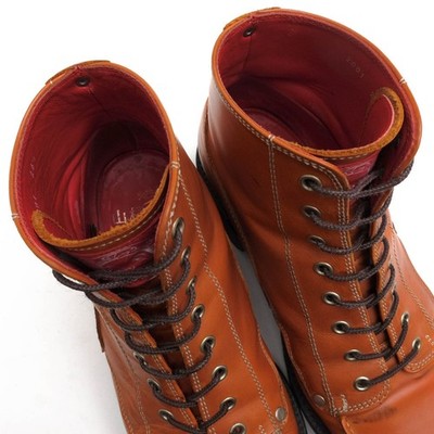 EVISU Men Shoes Work Boots Leather Genuine Brown Yk2001 U-Tip