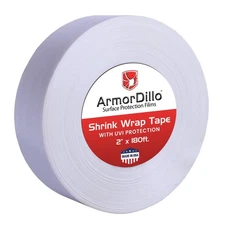 ArmorDillo Poly Shrink Wrap Tape – 2" x 180' White Heat Shrink Tape for Boats...