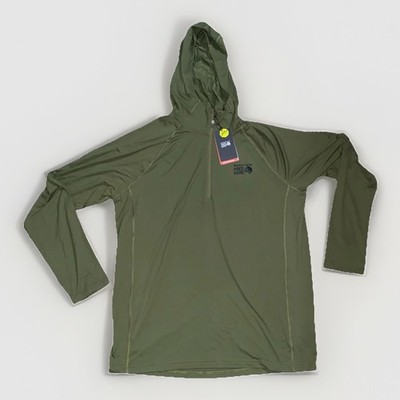 NWT Mountain Hardwear Crater Lake Half Zip Long Sleeve Hoody, men s large, green