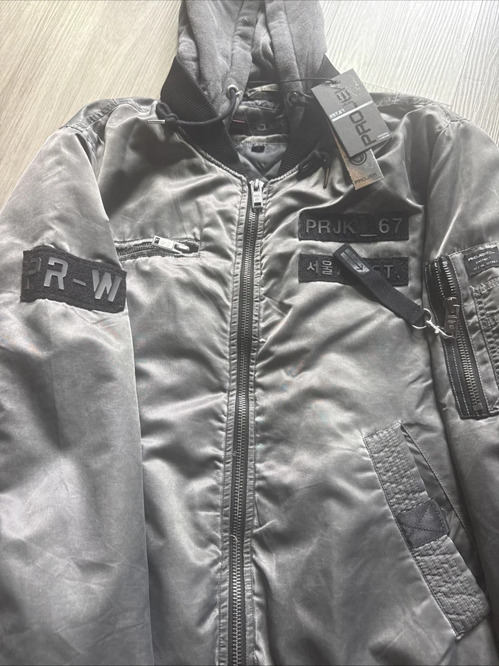 Projek Raw Jacket Mens Hooded Bomber Jacket Large - Image 3 of 4