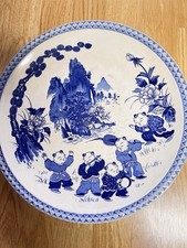 Vintage Blue Plate With 5 Children  s 12 3/4  