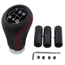 5 Speed Leather Stick Knob Car Gear Shifting Shifter Lever Knobs Head Fit1417