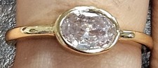 OVAL CUBIC ZIRCONIA RING DIAMOND LIKE ART DECO LADY SIZE 8 WOMEN EXQUISITE LOOK 