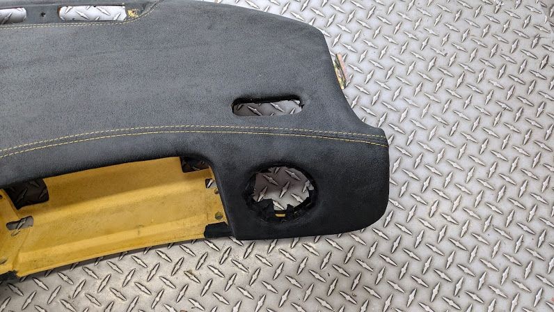 Ferrari 360 spider Upper Dashboard panel, upholstered on SUADE , YELLOW STITCHIN
