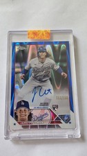 James Outman 2023 Topps Chrome Update Blue Raywave RC Auto /150 #RA-JO Dodgers