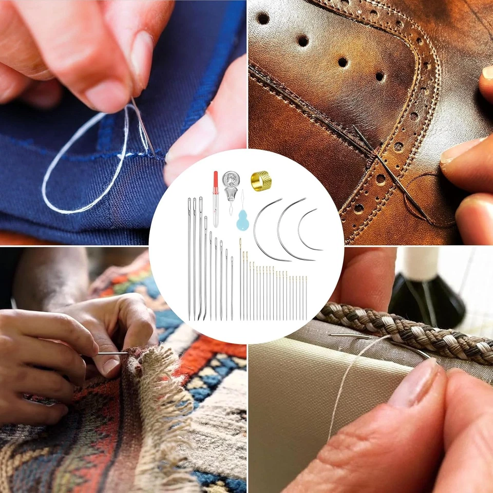 Heavy Duty Hand Sewing Needles Set - Large Eye Leather Sewing Needles for Hand S - Image 3 of 4