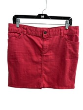 Tommy Hilfiger 10 Red Denim Mini Skirt Cotton Blend Collegiate 90s