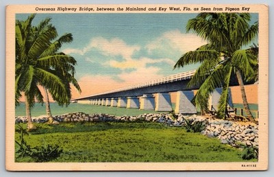 POSTCARD- Overseas Hwy Bridge between mainland and Key West FL