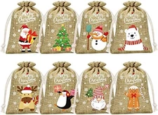 Christmas Burlap Gift Bags 36 Pack Reusable Drawstring