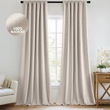 100% Blackout Curtains 108 Inch Long 2 Panels Set for Bedroom, Thick Luxury F...